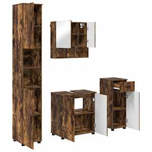 vidaXL Vannitoa m&ouml;&ouml;bleset 4 tk Suitsetatud tamm 61 x 35 x 64 cm