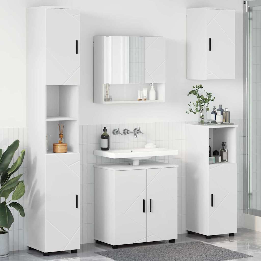 Vannitoa mööbleset uksega 5 pcs Valge 61 x 35 x 64 cm Tehispuit