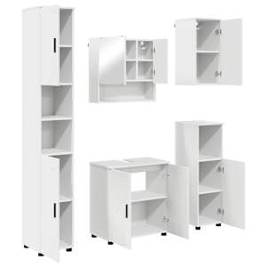 vidaXL Vannitoa m&ouml;&ouml;bleset 5 tk Valge 61 x 35 x 64 cm Tehispuit, Metall
