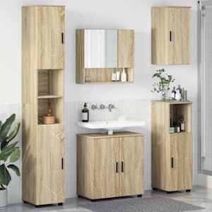 Sada koupelnového nábytku Nástěnný s úložištěm 5 pcs Sonoma dub - obrázek 1
