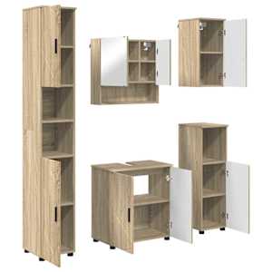 Sada koupelnového nábytku Nástěnný s úložištěm 5 pcs Sonoma dub - obrázek 2