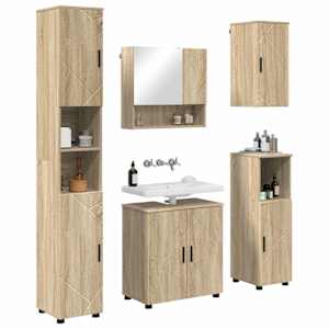 Sada koupelnového nábytku Nástěnný s úložištěm 5 pcs Sonoma dub - obrázek 3