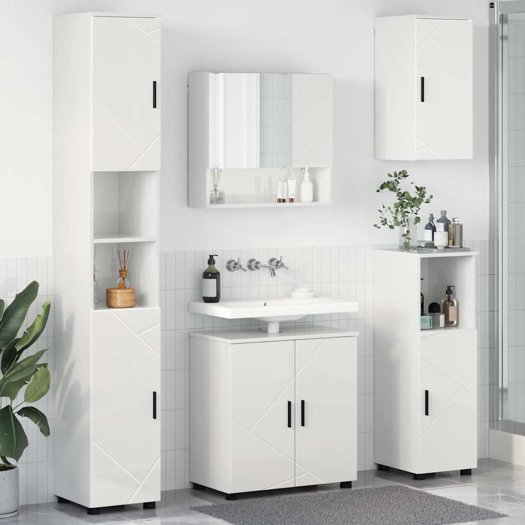 Vannitoa mööbleset 5 pcs Kõrgläikega valge 61 x 35 x 64 cm