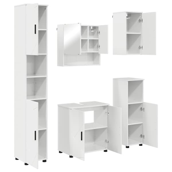 vidaXL Vannitoa m&ouml;&ouml;bleset 5 tk Kergelt l&auml;ikiv valge 61 x 35 x 64 cm