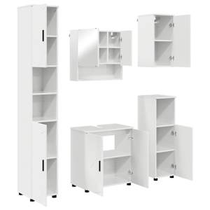 Sada koupelnového nábytku Nástěnný 5 pcs Vysoce lesklá bílá - obrázek 2