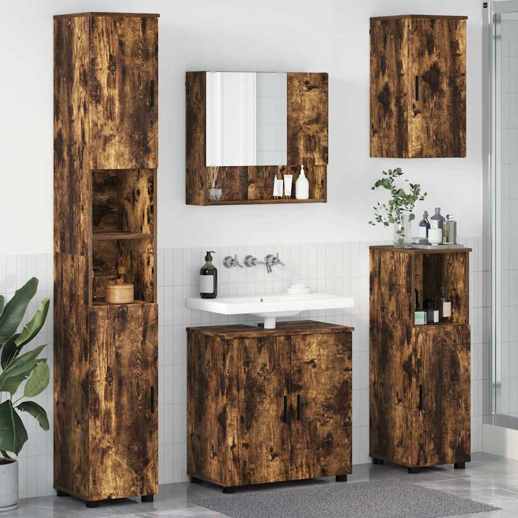Vannitoa mööbleset 5 pcs Suitsutatud tamm 61 x 35 x 64 cm