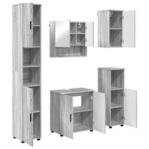 Sada koupelnového nábytku Nástěnný se dveřmi 5 pcs Šedá Sonoma - obrázek 2