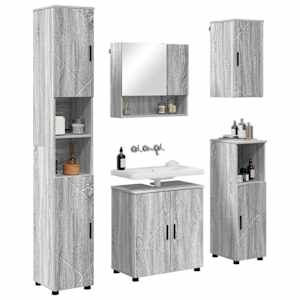 Sada koupelnového nábytku Nástěnný se dveřmi 5 pcs Šedá Sonoma - obrázek 3