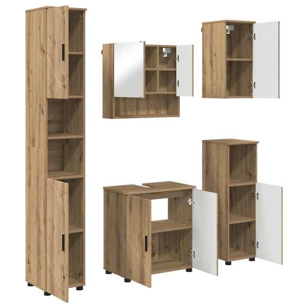 vidaXL Vannitoa m&ouml;&ouml;bleset 5 tk K&auml;sit&ouml;&ouml;puu 61 x 35 x 64 cm