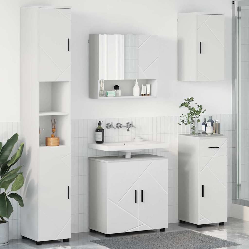 Vannitoa mööbleset uksega 5 pcs Valge 61 x 35 x 64 cm Tehispuit