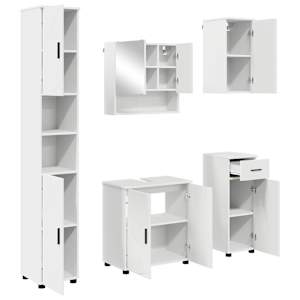 Sada koupelnového nábytku 5 pcs Bílá Kompozitní dřevo & kov - obrázek 2