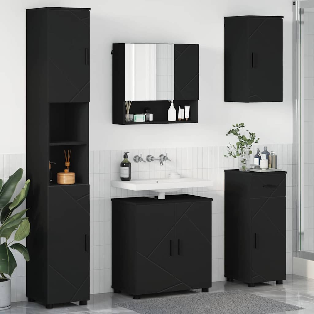 vidaXL Badezimmermöbel Set 5 pcs Schwarz 61 x 35 x 64 cm Holzwerkstoff