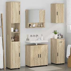 Sada koupelnového nábytku se zásuvkou Nástěnný 5 pcs Sonoma dub - obrázek 4