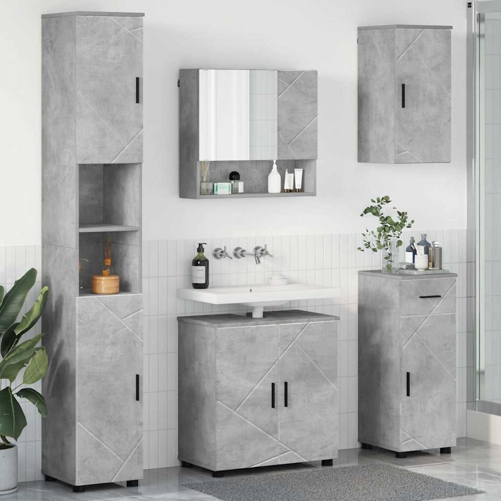 Vannitoa mööbleset 5 pcs Betoonihall 61 x 35 x 64 cm Tehispuit