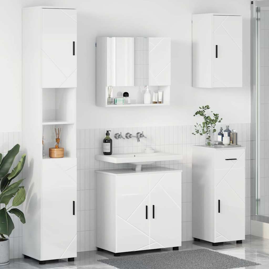Vannitoa mööbleset 5 pcs Kõrgläikega valge 61 x 35 x 64 cm