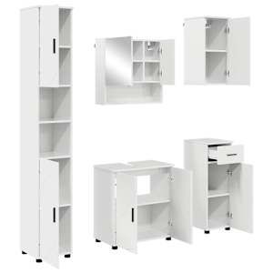 vidaXL Vannitoa m&ouml;&ouml;bleset 5 tk Kergelt l&auml;ikiv valge 61 x 35 x 64 cm