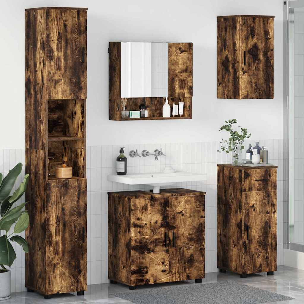 Vannitoa mööbleset 5 pcs Suitsutatud tamm 61 x 35 x 64 cm