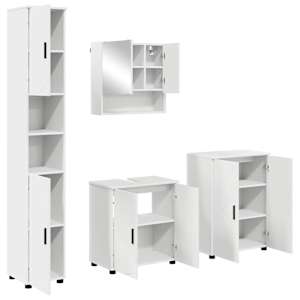 vidaXL Vannitoa m&ouml;&ouml;bleset 4 tk Valge 61 x 35 x 64 cm Tehispuit, Metall