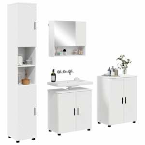 Sada koupelnového nábytku 4 pcs Bílá Kompozitní dřevo & kov - obrázek 3