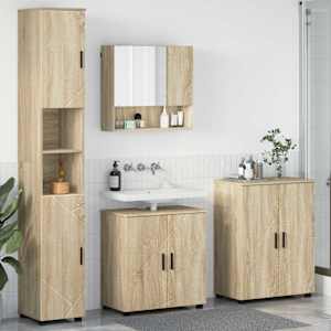 Sada koupelnového nábytku Nástěnný s úložištěm 4 pcs Sonoma dub - obrázek 1