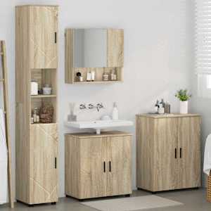 Sada koupelnového nábytku Nástěnný s úložištěm 4 pcs Sonoma dub - obrázek 4