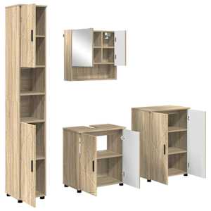 Sada koupelnového nábytku Nástěnný s úložištěm 4 pcs Sonoma dub - obrázek 2
