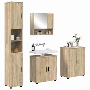 Sada koupelnového nábytku Nástěnný s úložištěm 4 pcs Sonoma dub - obrázek 3