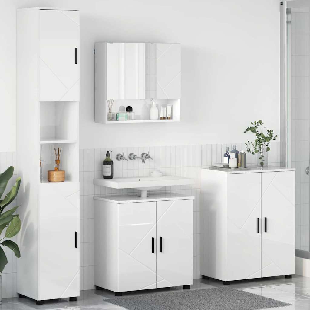 Vannitoa mööbleset 4 pcs Kõrgläikega valge 61 x 35 x 64 cm