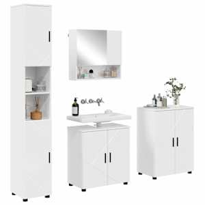 Sada koupelnového nábytku Nástěnný 4 pcs Vysoce lesklá bílá - obrázek 3