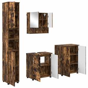 vidaXL Vannitoa m&ouml;&ouml;bleset 4 tk Suitsetatud tamm 61 x 35 x 64 cm