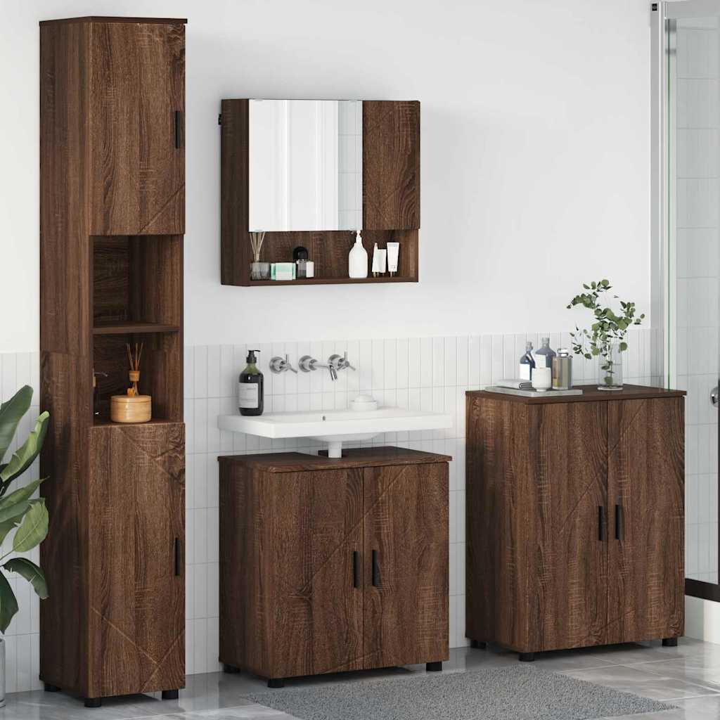Măsuțe de toaletă - Set de mobilier pentru baie 4 pcs Stejar brun 61 x 35 x 64 cm