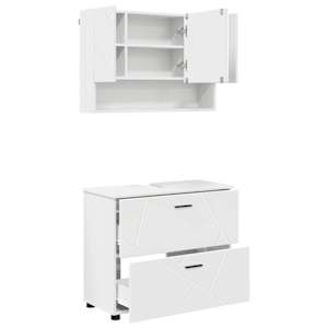 vidaXL Vannitoa m&ouml;&ouml;bleset 2 tk Valge 76,5 x 35 x 64 cm