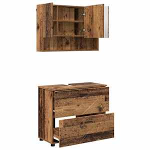 vidaXL Vannitoa m&ouml;&ouml;bleset 2 tk Vana puit 76,5 x 35 x 64 cm
