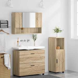 Sada koupelnového nábytku 3 pcs Sonoma dub Skládané dřevo a kov - obrázek 4