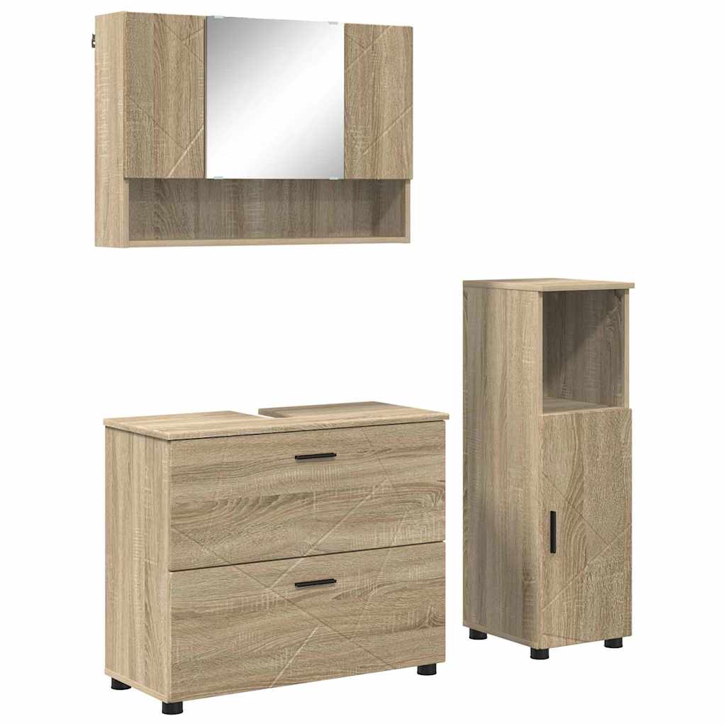 Kylpyhuonekalustesetti 3 pcs Sonoma tammi 76.5 x 35 x 64 cm