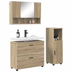 Sada koupelnového nábytku 3 pcs Sonoma dub Skládané dřevo a kov - obrázek 3