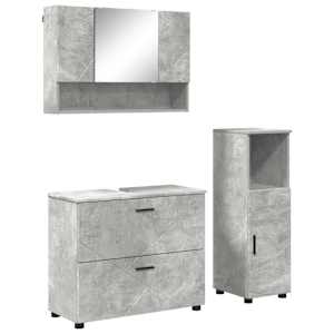vidaXL Vannitoa m&ouml;&ouml;bleset 3 tk Betoonhall 76,5 x 35 x 64 cm
