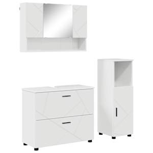 vidaXL Vannitoa m&ouml;&ouml;bleset 3 tk Kergelt l&auml;ikiv valge 76,5 x 35 x 64 cm