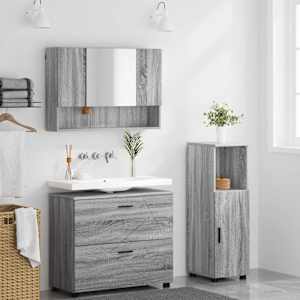 Sada koupelnového nábytku se zásuvkou 3 pcs Šedá Sonoma - obrázek 4