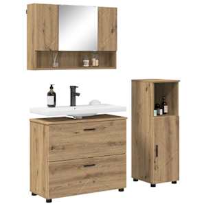 Sada koupelnového nábytku se zásuvkou 3 pcs Artisanový dub - obrázek 3