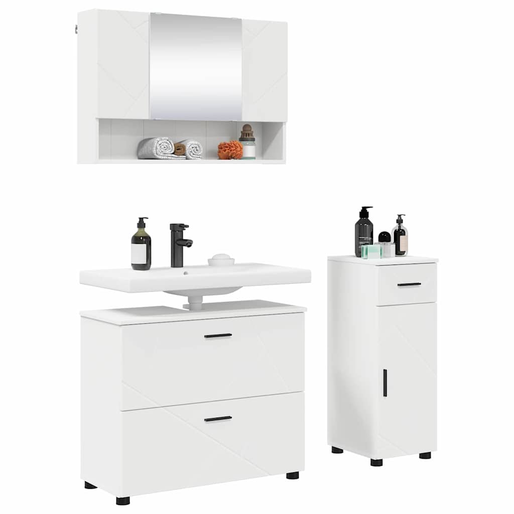 vidaXL Badkamermeubelset 3 pcs Wit 76,5 x 35 x 64 cm Bewerkt hout