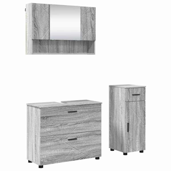 vidaXL Vannitoa m&ouml;&ouml;bleset 3 tk Hall Sonoma T&ouml;&ouml;deldud puit ja metall