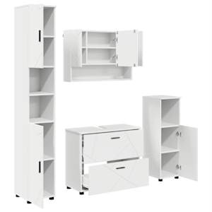 vidaXL Vannitoa m&ouml;&ouml;bleset 4 tk Valge 35 x 30 x 192 cm