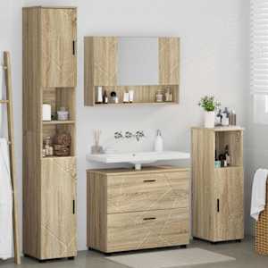Sada koupelnového nábytku 4 pcs Sonoma dub Skládané dřevo a kov - obrázek 4