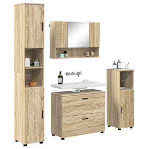 Sada koupelnového nábytku 4 pcs Sonoma dub Skládané dřevo a kov - obrázek 3