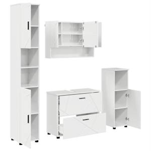 vidaXL Vannitoa m&ouml;&ouml;bleset 4 tk Kergelt l&auml;ikiv valge 35 x 30 x 192 cm