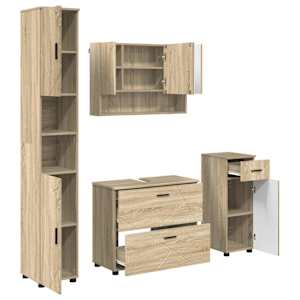 vidaXL Vannitoa m&ouml;&ouml;bleset 4 tk Sonoma tamm 35 x 30 x 192 cm