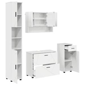 vidaXL Vannitoa m&ouml;&ouml;bleset 4 tk Kergelt l&auml;ikiv valge 35 x 30 x 192 cm