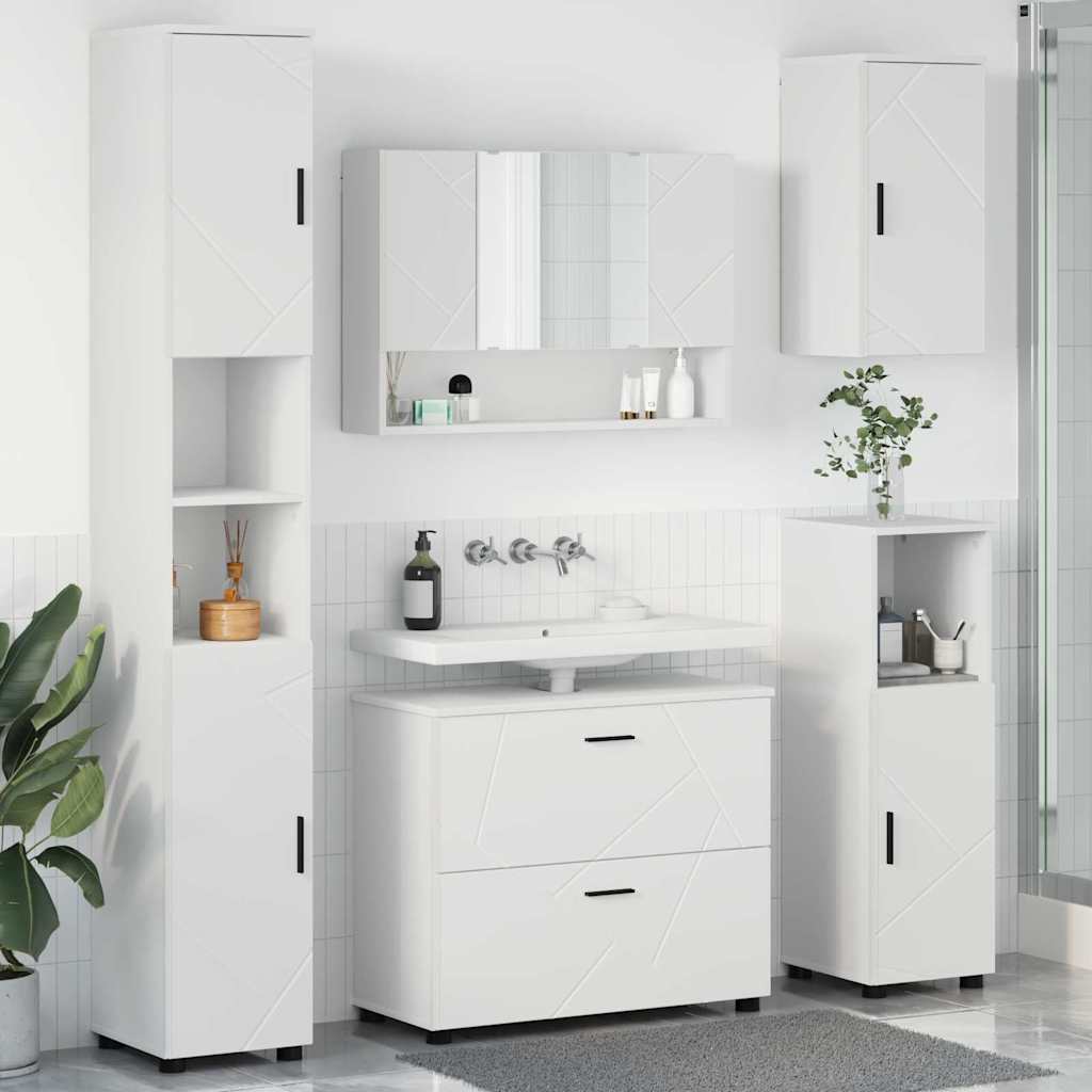 vidaXL Badezimmermöbel Set 5 pcs Weiß 30 x 35 x 192 cm Holzwerkstoff