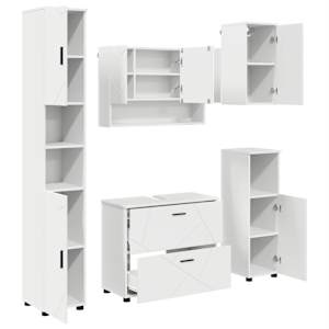 vidaXL Vannitoa m&ouml;&ouml;bleset 5 tk Valge 35 x 30 x 192 cm